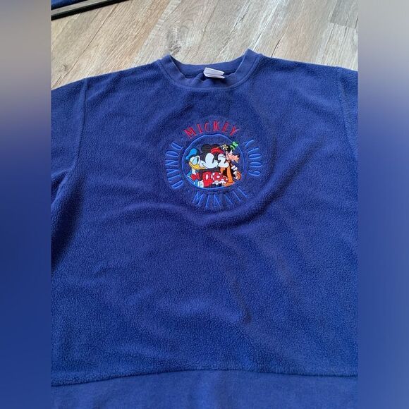 VTG Disney Mickey Goofy Embroidered Sweatshirt Pullover Blue Graphic Size S M - Picture 10 of 11
